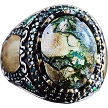 Doğal Arizona Turkuaz Taş Yüzük, Minimalist Yüzük, 925 Ayar Gümüş Erkek Yüzük (Model-9)