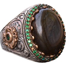 Labradorit Taş Yüzük, 11.10 Karat, Gümüş Kral Yüzük, 925 Ayar Gümüş Yüzük