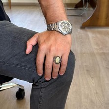 Doğal Taş Yüzük - El Yapımı Şahin Yüzük - 925 Ayar Gümüş Rutilated Kuvars Yüzük
