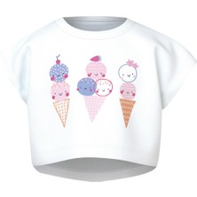 Name It Nmfvılma Capsl Crop Top Beyaz Kız Çocuk Kısa Kol T-Shirt