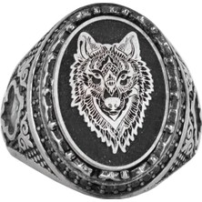 Sterling Gümüş Unisex Yüzük - Beyaz Kurt Tasarımı - Güç ve Sadakat Sembolü - El Yapımı Vintage Yüzük