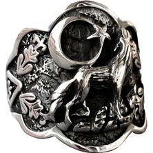 Erkek 925 Ayar Katı Gümüş Kurt Yüzük - Cesur Vahşi Yaşam Ilhamlı Erkek Yüzük