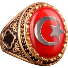 925 Ayar Gümüş Yüzük - Sembol Yüzükler - Erkek Yüzükleri (Yıldız ve Hilal)