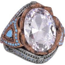 Oluşturulmuş Taş Yüzük - Şık El Yapımı 925 Ayar Gümüş Erkek Takısı - Erkek Yüzük (Oluşturulmuş Kristal)