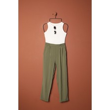 Modal Kumaş Duble Paça Kadın Pantolon-Haki