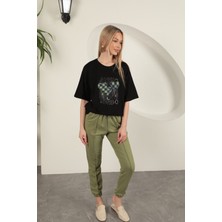 Iki Iplik Kumaş Çimalı Kadın Eşofman-Haki