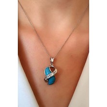 Ose Shop Turkuaz taşlı italyan tasarımı gümüş kolye