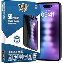 Buff Labs Iphone 15 Pro Max ile Uyumlu 5d Privacy Hayalet Ekran Koruyucu