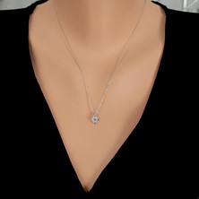 925 Ayar Gümüş 0,60 ct Pırlanta Görünümlü Tek Taş Kolye