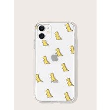 Aksesuar Apple iPhone 5 Çoklu Dinozor Desenli Şeffaf Kılıf