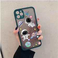 Aksesuar Samsung Galaxy A21S Kenarlıklı Uzay Desenli Yeşil Kılıf