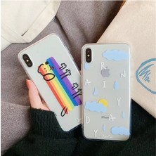 Aksesuar Xiaomi Mi A2 Lite Köpek ve Gökkuşağı Desenli Şeffaf Kılıf