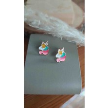 Çelik Unicorn Çocuk Küpesi