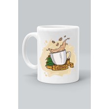 Kahve Çekirdeği Coffee Fincan Baskılı Beyaz Kupa Bardak