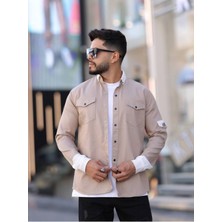 YXC Trend Maker Erkek Slim Fit Dar Kesim Uzun Kollu Yaka Detaylı Çift Cepli Gömlek.
