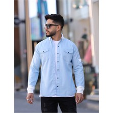 YXC Trend Maker Erkek Slim Fit Dar Kesim Uzun Kollu Yaka Detaylı Çift Cepli Gömlek.