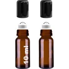 Store 10 ml Çelik Roll On Şişesi 10 cc Sızdırmaz Siyah Kapaklı Cam Şişe 2 Adet