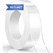 Yıkanabilir, Iz Bırakmayan, Çift Taraflı, Yapışkan, Şeffaf Nano Bant, Ekstra Güçlü, Kalıntı Bırakmaz, Çıkarılabilir ve Tekrar Kullanılabilir, Halı Sabitlemesi Için, Duvar Dekorasyonu, 1 Rulo, 3 Metre