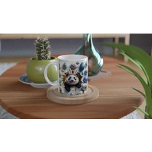 Wisdom Rain Tavşan Kulaklı Çiçek Taçlı Panda Temalı Baskılı Kupa Bardak