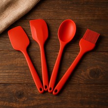 4lü Silikon Kaşık Spatula Seti Large Boy Yanmaz Yapışmaz
