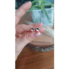 Çelik 2'li Kız Çocuk/ Bebek Küpe Panda Kız Yeni Sezon