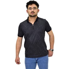 Erkek Polo Yaka Fermuarlı Merserize Jakarlı Tişört 7570 BGL-ST04536