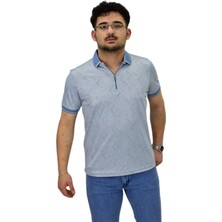 Erkek Polo Yaka Fermuarlı Merserize Jakarlı Tişört 7570 BGL-ST04536