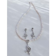 18 Ayar Altın Kaplama Işıltılı Zarif Damla Tasarım Gümüş Gelin Seti Kadın Kolye Küpe