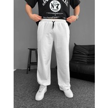 Iki Iplik Kumaş Baggy Alt Esofman - Beyaz