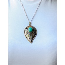 Aytaşı Doğal Taşlı Yaprak Desen Kadın Doğal Taş Otantik Uzun Kolye EUK9YA