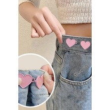Gucso Pantolon Beli Daraltma Aparatı, Broş, Pembe Kalp Kemer , Pembe Renk Kalp Bel Daraltma Çıtçıtı