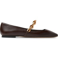 Italyan Derisi Lizard Desenli Şık Düz Ayakkabılar