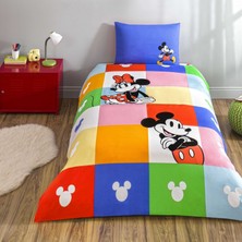 Taç Lisanslı Disney Mnnie & Mickey Tek Kişilik Pamuk Nevresim Takımı