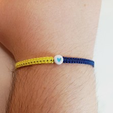 Crystal Atelier Sarı Lacivert Fenerbahçe Kalp Figürlü Boncuk 2'li Çift Bileklik, Makrome Bileklik, Ip Bileklik, Örgü Bileklik, Sevgili Bilekliği, Bff Arkadaşlık Bilekliği, Unisex Hediyelik Bileklik