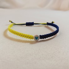Crystal Atelier Sarı Lacivert Fenerbahçe Kalp Figürlü Boncuk 2'li Çift Bileklik, Makrome Bileklik, Ip Bileklik, Örgü Bileklik, Sevgili Bilekliği, Bff Arkadaşlık Bilekliği, Unisex Hediyelik Bileklik