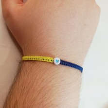 Crystal Atelier Sarı Lacivert Fenerbahçe Kalp Figürlü Boncuk 2'li Çift Bileklik, Makrome Bileklik, Ip Bileklik, Örgü Bileklik, Sevgili Bilekliği, Bff Arkadaşlık Bilekliği, Unisex Hediyelik Bileklik