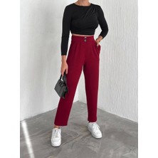 Örme Krep Pantolon Çift Düğmeli