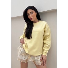 Premium Bisiklet Yaka Pamuklu Oversize Sweatshirt