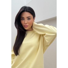Premium Bisiklet Yaka Pamuklu Oversize Sweatshirt