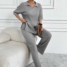 Mesga Butik Geniş Fitilli Polo Yaka Kısa Kol Takım