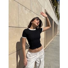 Yaka Kol Garnili Ön Parçalı Bluz