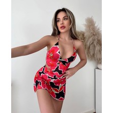 Mesga Butik Kırmızı Desenli Alt Üst Takım