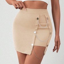 Zincirli Mini Şortlu Etek S241008