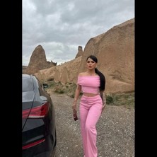 Mesga Butik Madonna Yaka Bol Paça Pantolonlu Takım