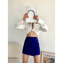 Gabardin Fermuarlı Şort Etek S24906
