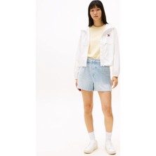 Tommy Jeans Yüksek Bel Mom Fit Indigo Kadın Denim Şort DW0DW200851A5