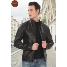 FRM Erkek  Derimont Ceket Slim Fit Siyah Fermuarlı