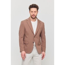 Frappoli 3115 Erkek Gri Esnek Likralı Pamuk Karışımlı Slim Fit Ilkbahar-Yaz Spor Blazer Ceket