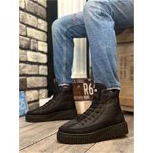 BA0811 Boa Yüksek Siyah Taban Siyah Paraşüt Kumaş Cilt Detaylı Yarım Bilek Spor Bot