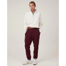 MELENERS Oversize Yarım Farmuarlı Yakalı Basic Sweatshirt - Beyaz